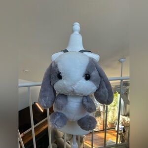Kawaii Usagi Bunny Stuffed Animal white Gray Backpack soft cute Lolita anime